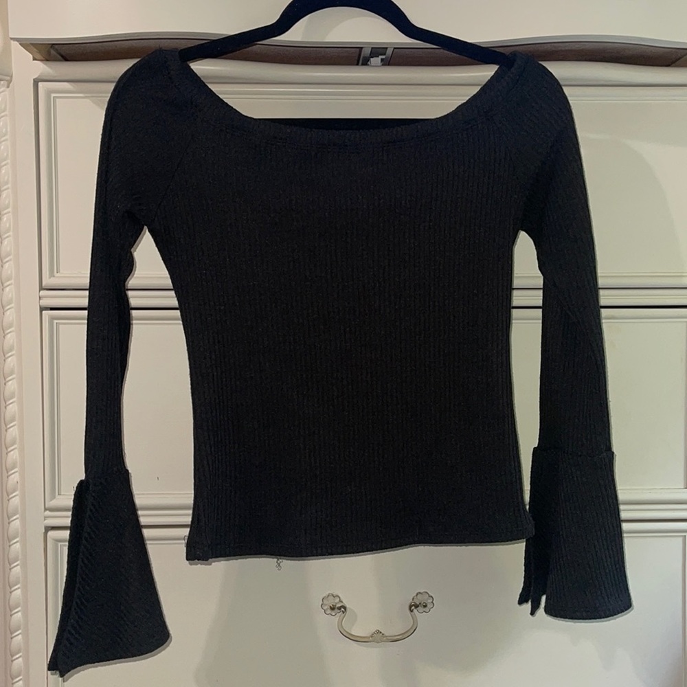 Off the shoulder sweater with bell sleeves